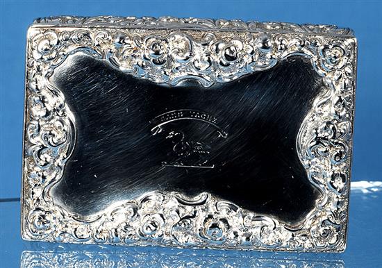 An early Victorian engine turned silver snuff box, by Wheeler & Cronin, Length: 105mm. 7.2oz/226 grams.Weight: 8oz/226grms